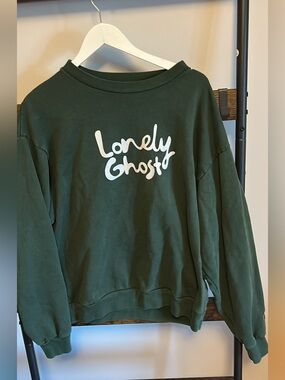 Lonely Ghost Green Crewneck Sweater Size Large